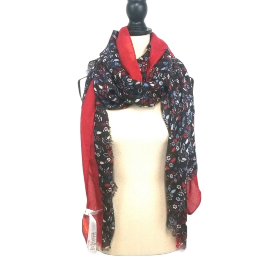 NWT Joe Fresh red white and blue fray scarf
